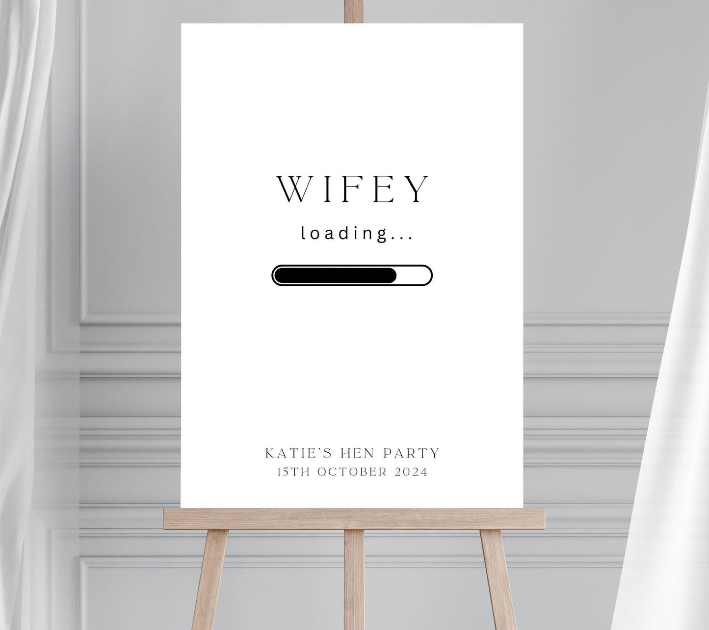 Wifey Loading Hen Party Sign, Miss to Mrs Bridal Shower, Minimalist Modern Bachelorette, Hen Do Welcome Sign, Wife to Be Hen Party Sign