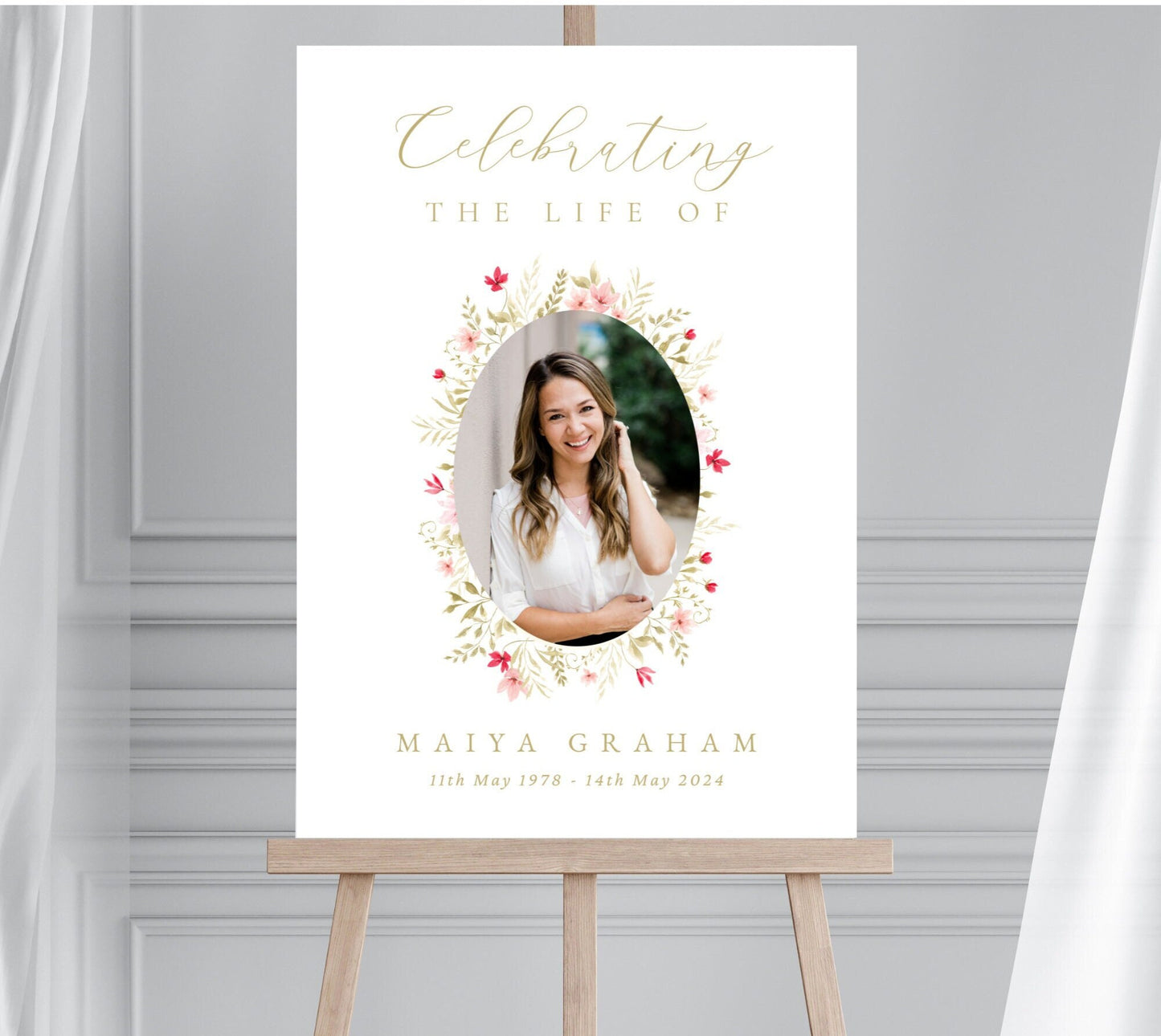 Personalised Funeral Memorial Sign, Funeral Photo Sign, In Memory Picture Poster, A0 A1 A2 Celebration of Life Sign, Wake Personalised Sign