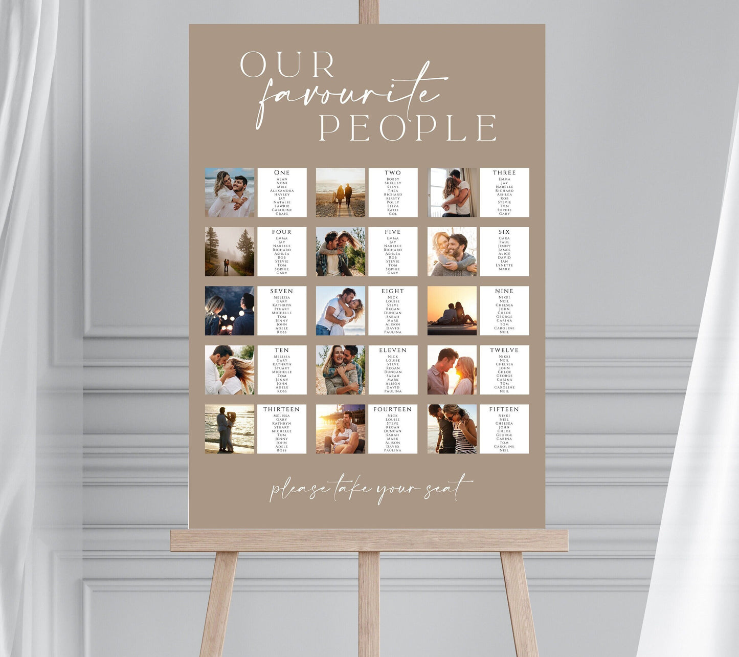 Modern Minimalist Wedding Seating Chart with Photos, Wedding Table Plan with Pictures, Large Seating Plan, Personalised Photo Wedding Sign