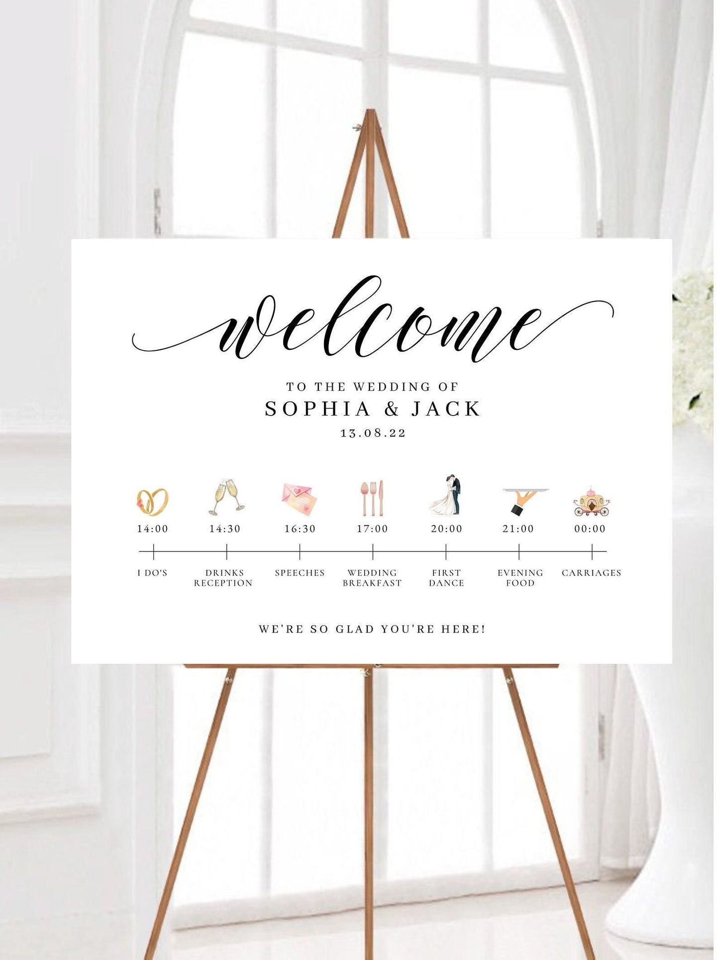 Minimalist Order of the Day Welcome Sign, Wedding Order of Events Welcome, Minimalist Wedding Timeline Sign, Large Wedding Programme