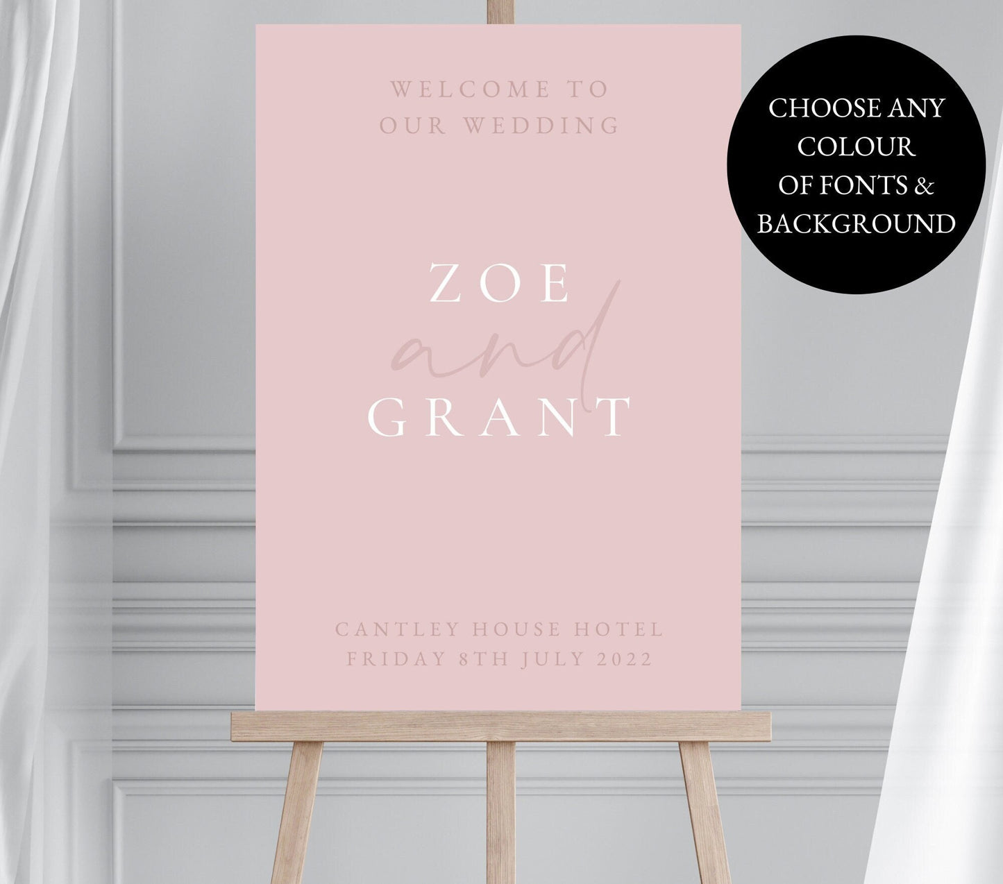 Dusky Pink Wedding Welcome Sign, Modern Wedding Welcome Sign, Baby Pink Wedding Sign, Blush Pink Welcome Sign