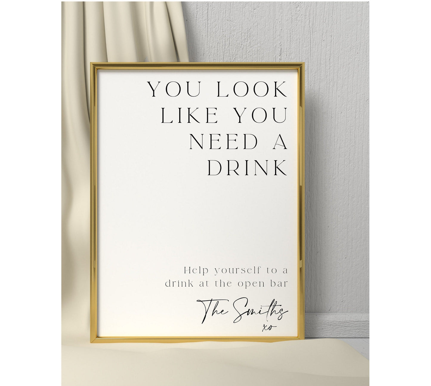 Wedding Open Bar Sign, Wedding Free Bar Sign, Bar Menu Sign, Drinks Are On Us, Modern Reception Print, Wedding Alcohol Soft Drinks Sign
