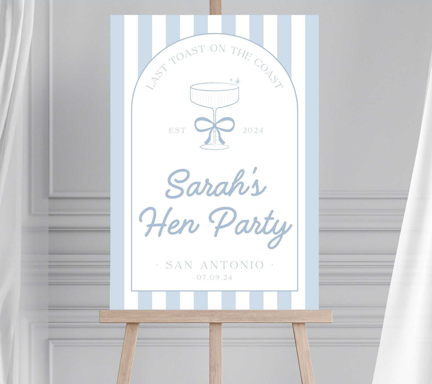 Last Toast on the Coast Hen Party Sign, Beach Themed Bridal Shower, Ibiza Bachelorette, Hen Do Welcome Sign, Cocktail Hen Party Sign