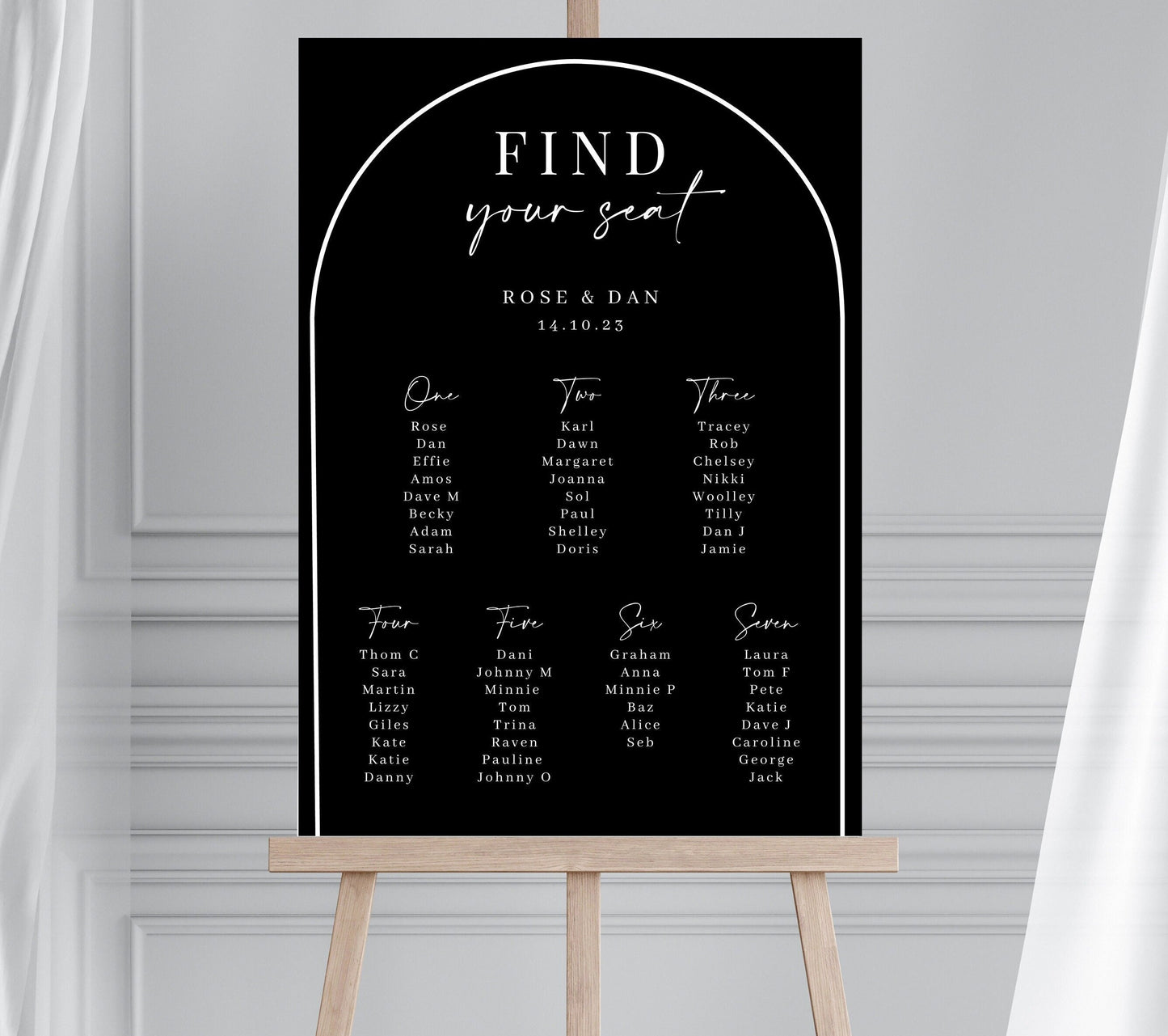 ARCHED Wedding Seating Plan, Long Table Wedding Seating Chart, Micro Wedding Seating Plan, Banquet Table Plan