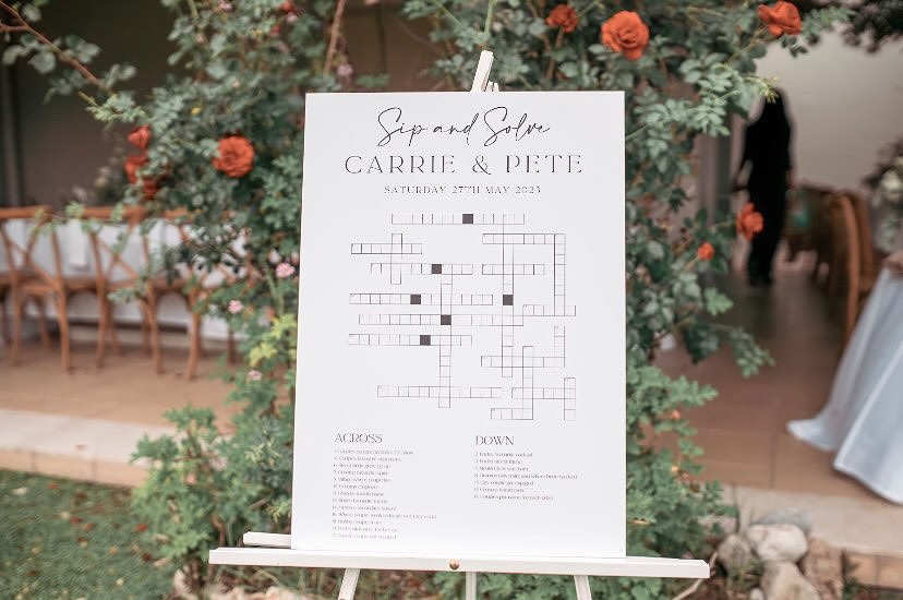 Sip and Solve Wedding Crossword, Whiteboard Crossword Puzzle, Minimalist Wedding Game, Dry Erase Crossword, Wedding Puzzle