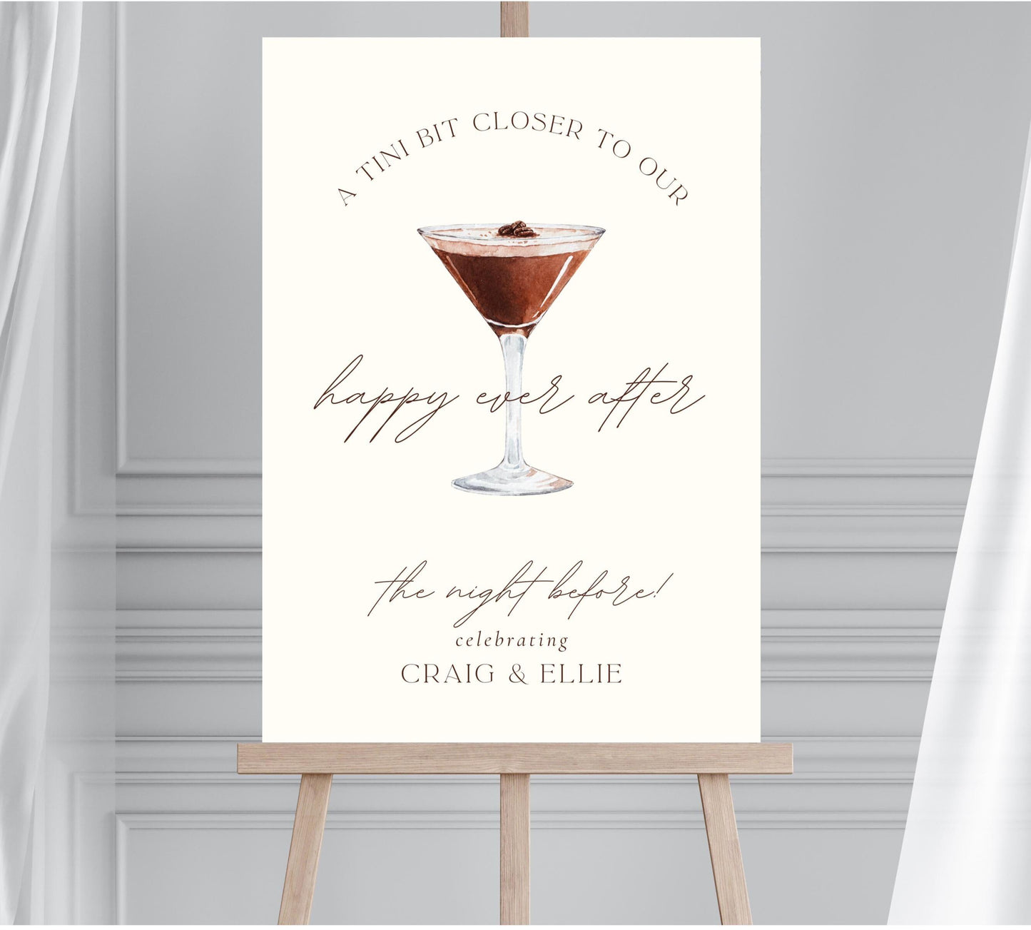 A Tini Bit Closer Wedding Welcome Sign, Espresso Martini Night Before Sign, Rehearsal Dinner Cocktail Party, A Tini Bit Older Birthday Sign