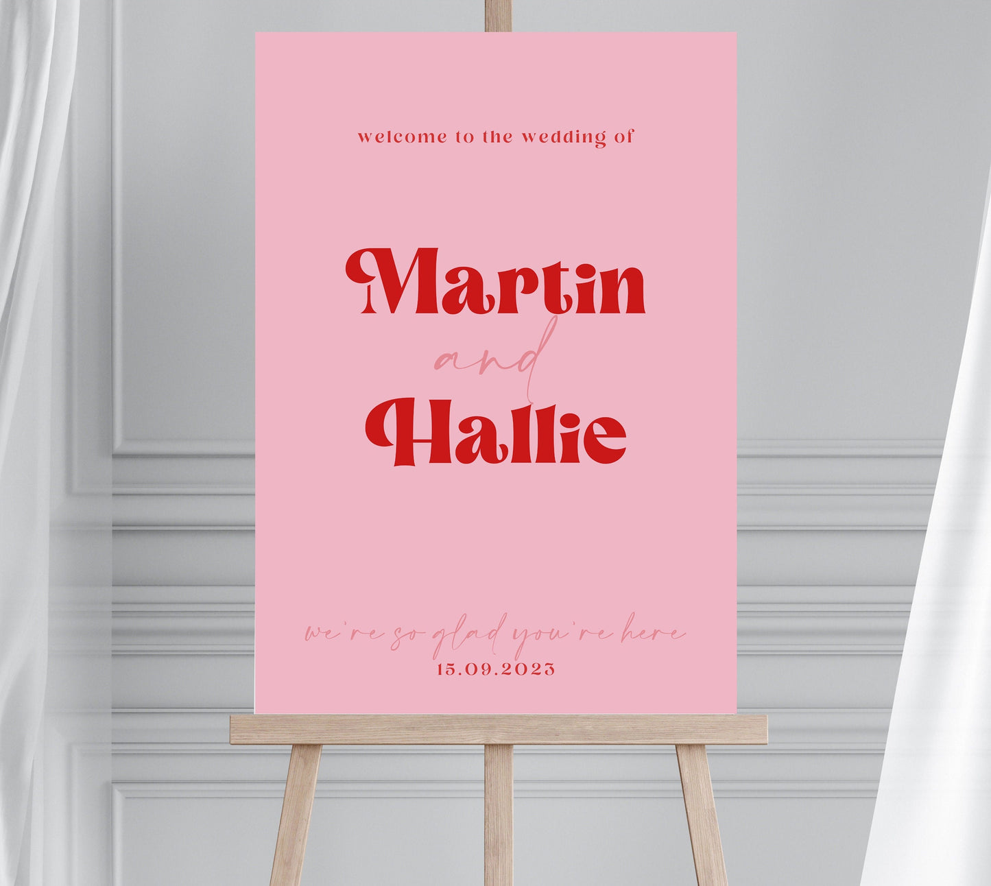 Retro Style Red and Pink Wedding Seating Chart, Groovy 70s Wedding Table Plan, Hot Pink Disco Table Plan, Pink and Red Seating Plan