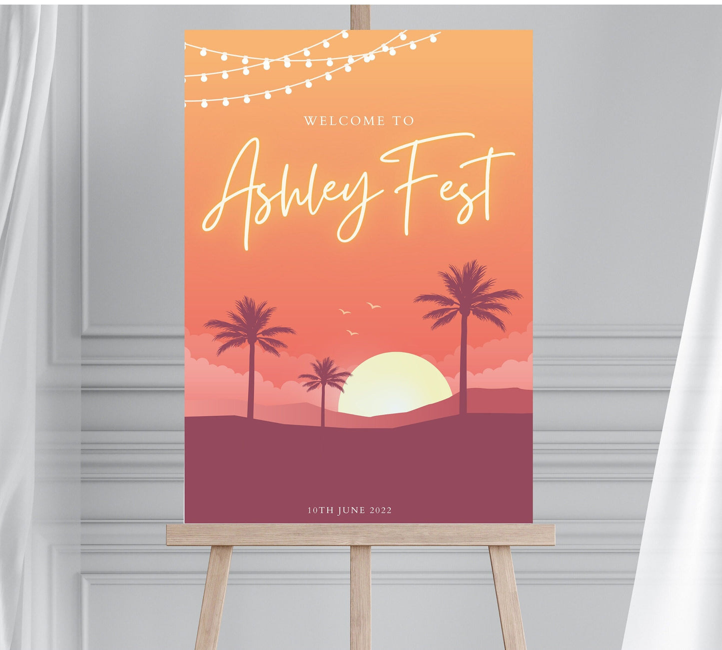 Festival Themed Party Welcome Sign, Neon Sign for Hen Party, Coachella Themed Party Sign, Festival Birthday Sign, Music Festival Birthday