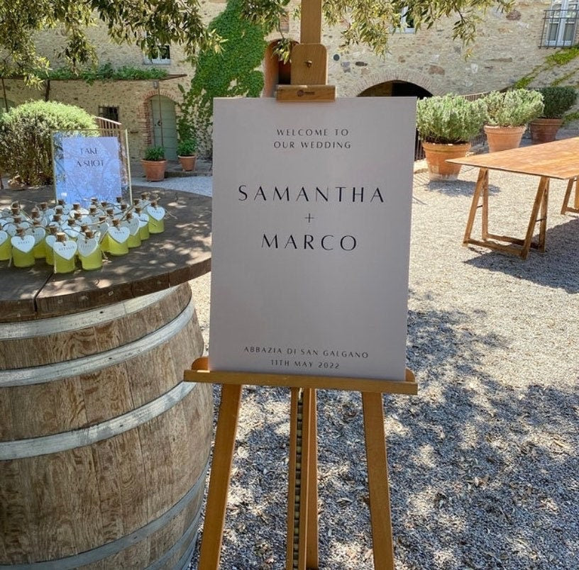 Nude Beige Wedding Welcome Sign, Modern Wedding Welcome Sign, Neutral Wedding Sign, Minimalist Welcome to Our Wedding Sign