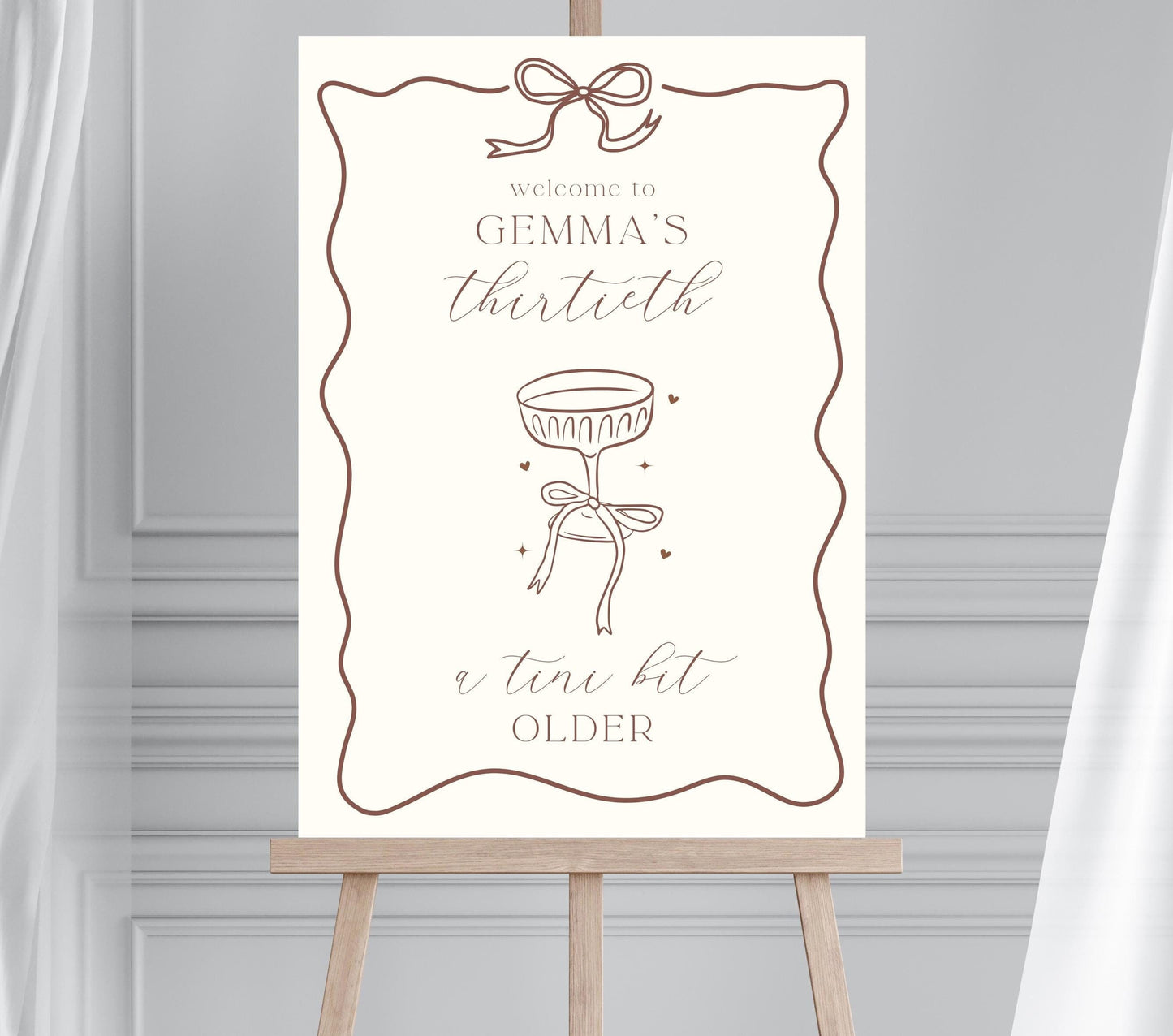 A Tini Bit Older Birthday Party Sign, Espresso Martini Themed 18th 21st 30th 40th Party, Martini Cocktail, Dirty Martini Birthday Sign