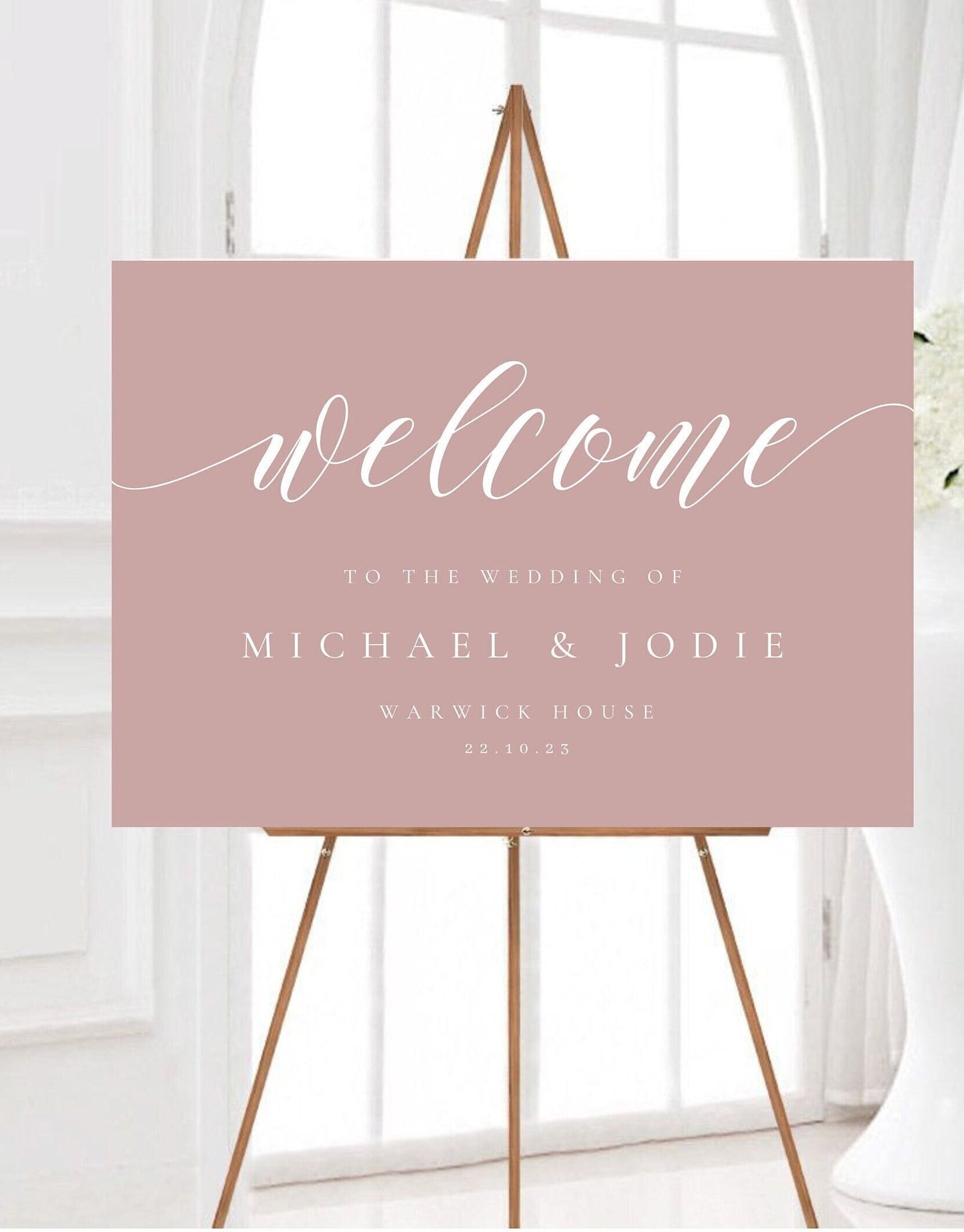 Dusky Pink Wedding Welcome Sign, Blush Pink Welcome Sign, Mauve Welcome Sign, Large Calligraphy Welcome Sign, Dusty Pink Wedding Sign