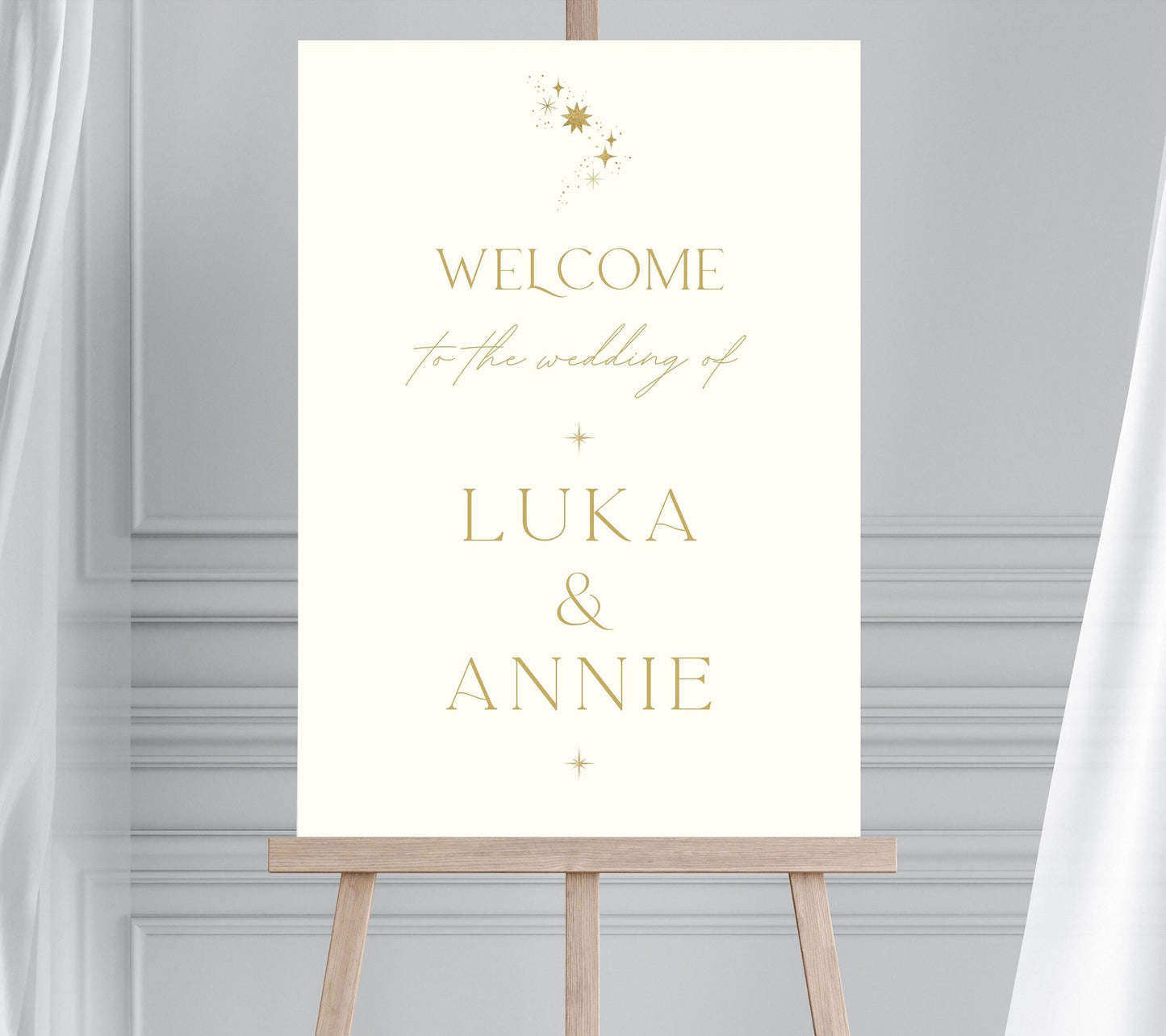 Minimal Celestial Welcome Sign, Under the Stars Theme, Sign with Stars, Moon and Stars Large Sign, Celestial Wedding Reception Signs