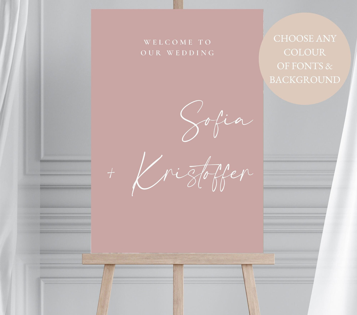 Dusky Pink Wedding Welcome Sign, Blush Pink Welcome Sign, Mauve Welcome Sign, Large Calligraphy Welcome Sign, Dusty Pink Wedding Sign