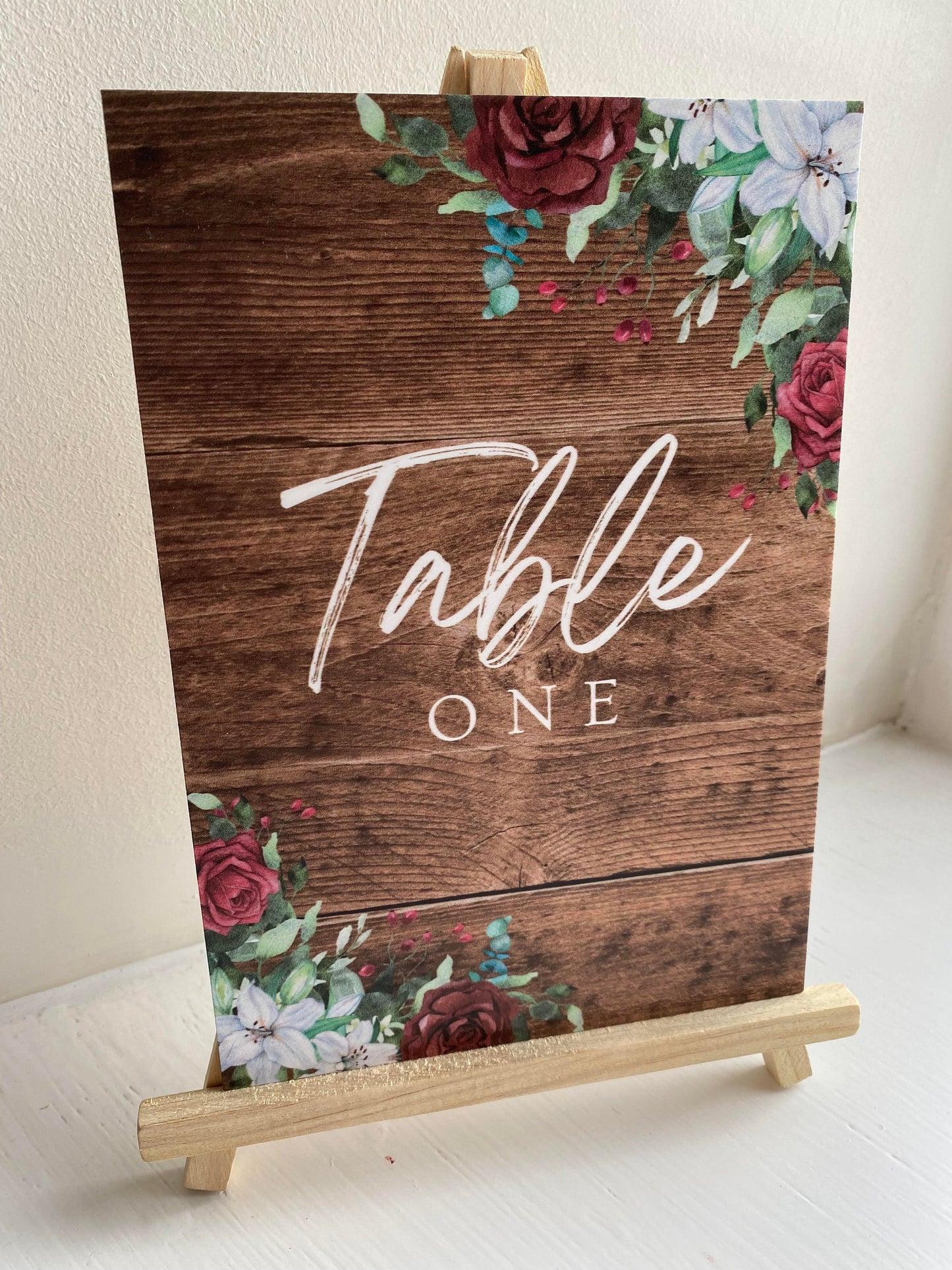 Wooden Effect Wedding Table Numbers, Rustic Wooden Table Name Sign, Wooden Wedding Sign