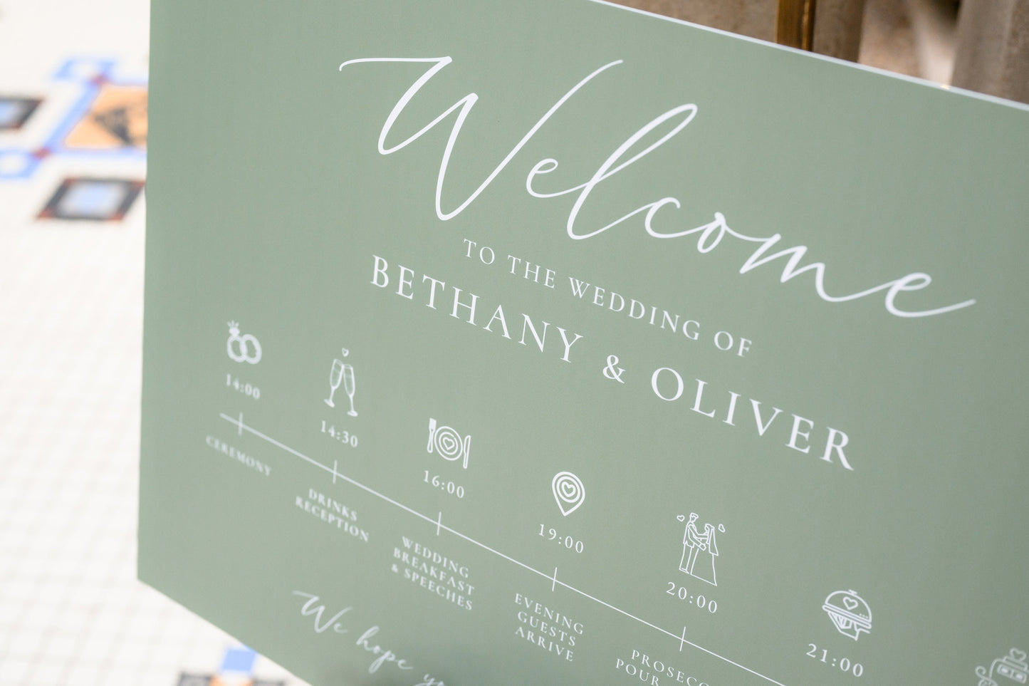 Minimalist Sage Order of the Day Welcome Sign, Sage Wedding Order of Events Welcome, Modern Wedding Timeline Sign