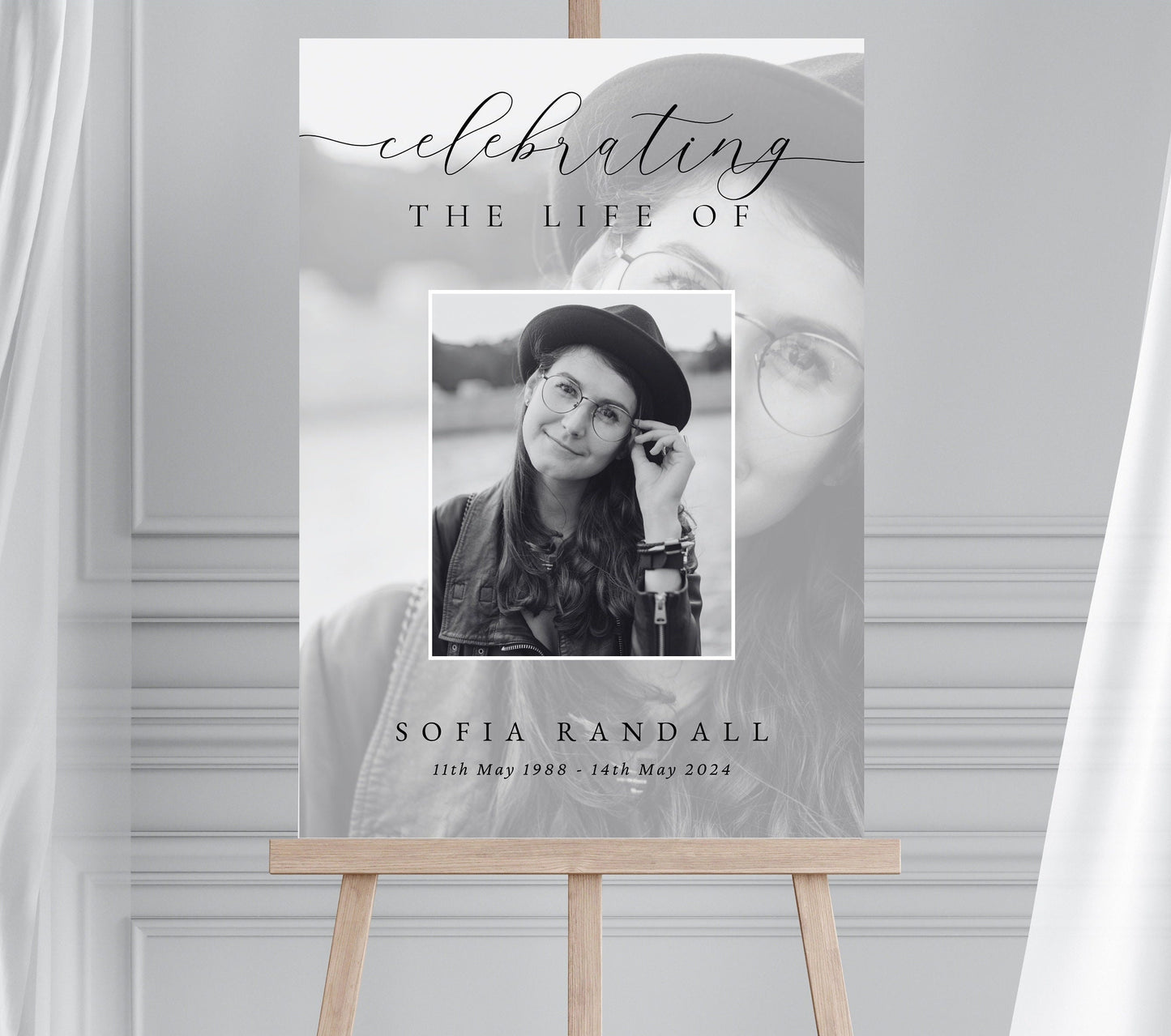Personalised Funeral Memorial Sign, Funeral Photo Sign, In Memory Picture Poster, A0 A1 A2 Celebration of Life Sign, Wake Photo Sign
