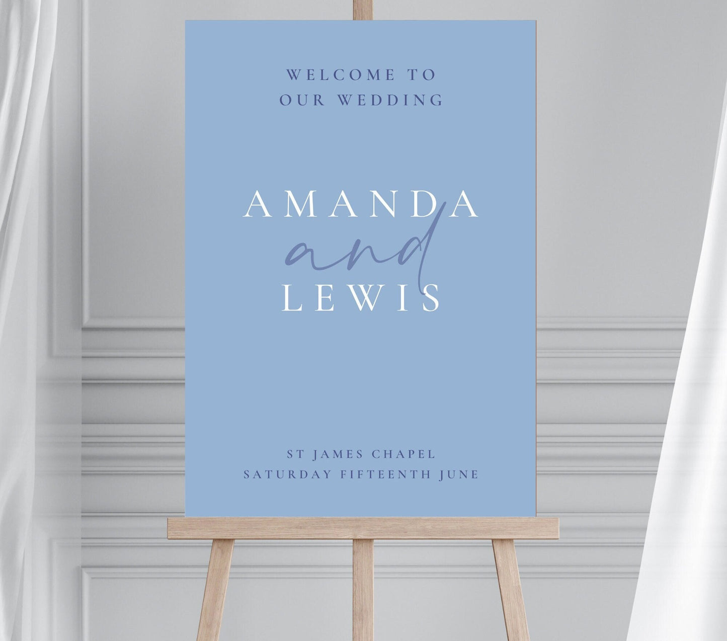 Powder Blue Wedding Welcome Sign, Baby Blue Wedding Sign, Dusky Blue and White Welcome Sign, Light Blue Wedding Decor