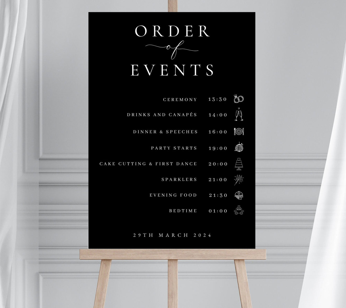 Wedding Order of the Day Sign, Wedding Order of Events Sign, Wedding Timeline, Wedding Itinerary Sign, Minimalist Wedding Sign