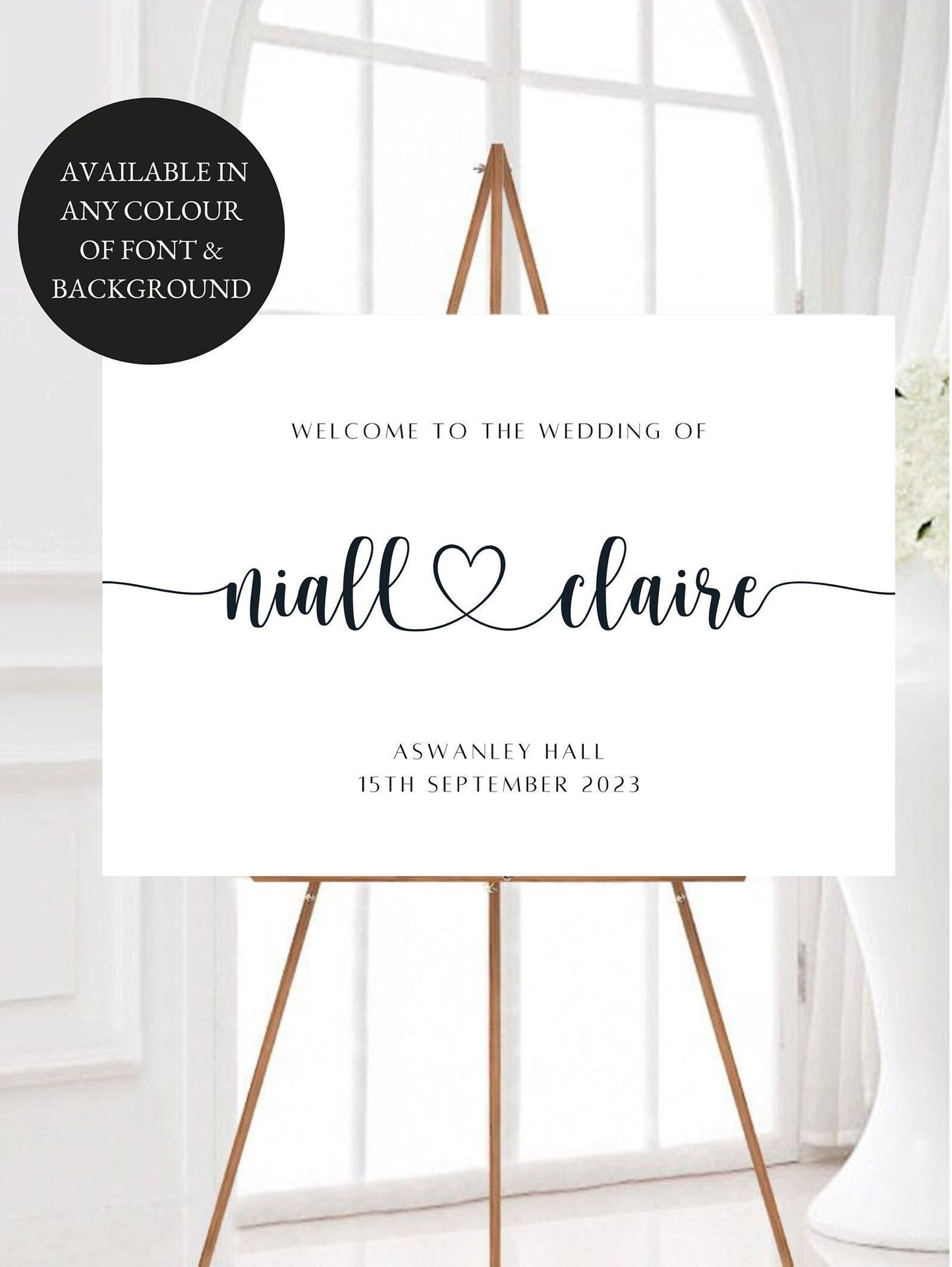 Minimalist Heart Wedding Welcome Sign, Heart Calligraphy Welcome Sign, Love Wedding Sign, Large Wedding Welcome Sign, Rigid Wedding Sign