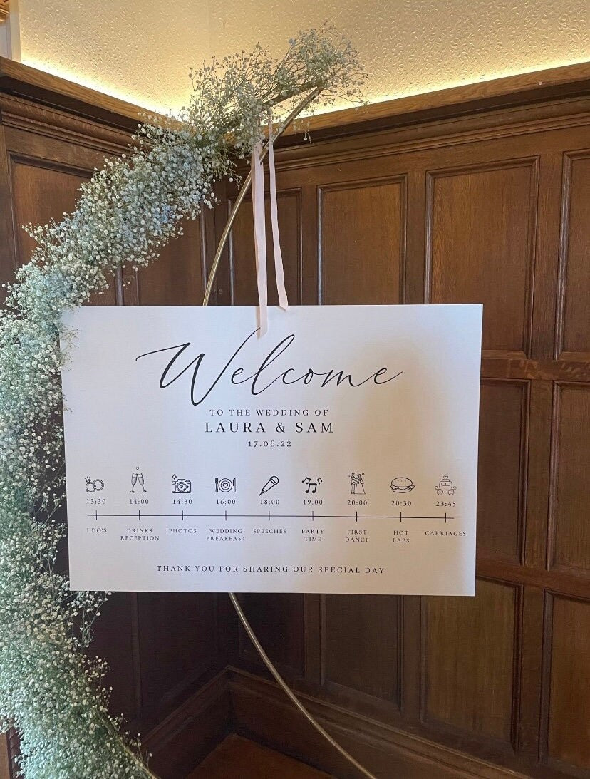 Minimalist Order of the Day Welcome Sign, Wedding Order of Events Welcome, Minimalist Wedding Timeline Sign, Large Wedding Program