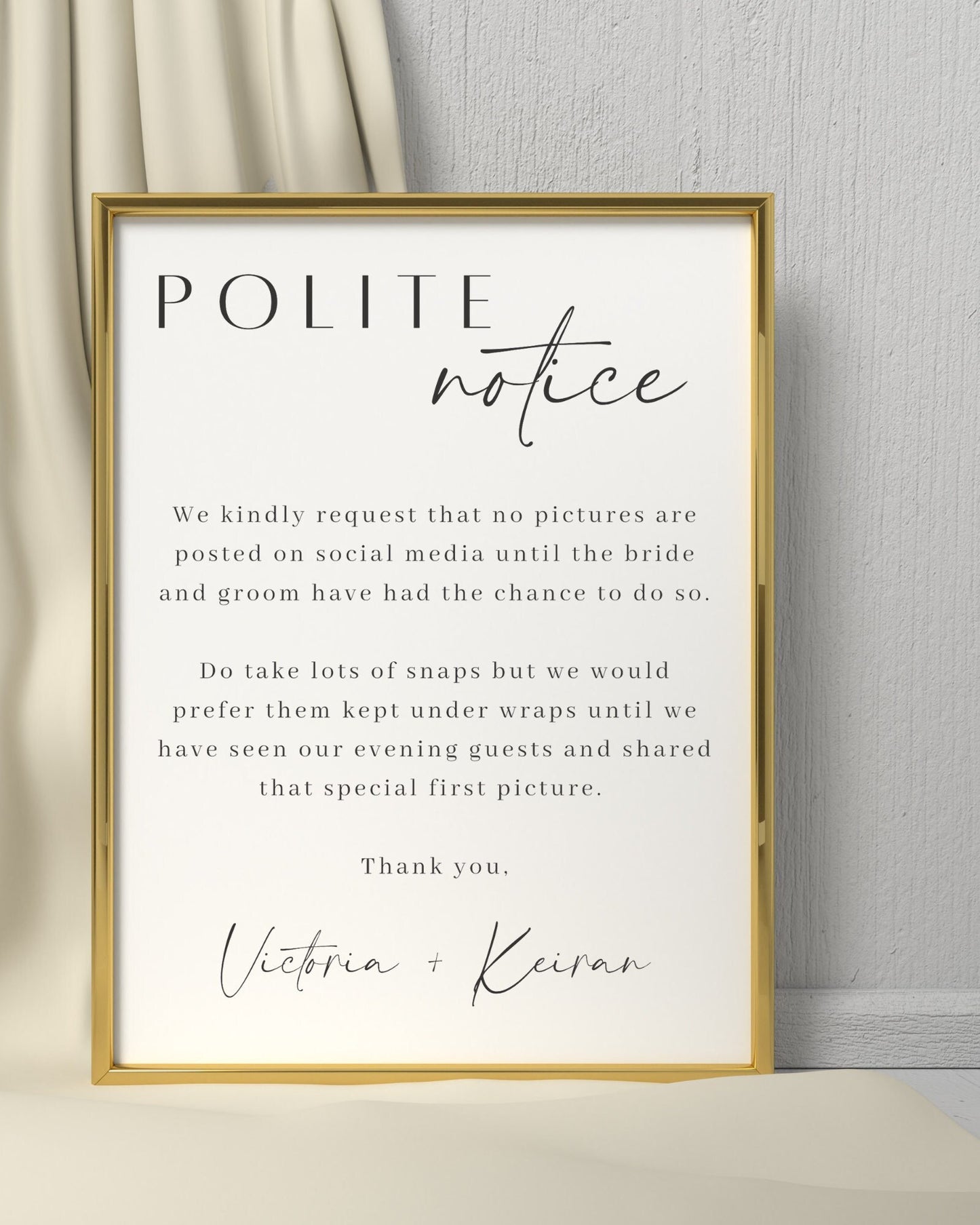 Unplugged Ceremony Wedding Sign, No Phones or Pictures Wedding Sign, Switched Off Wedding Sign, Polite Notice, No Social Media Wedding Sign