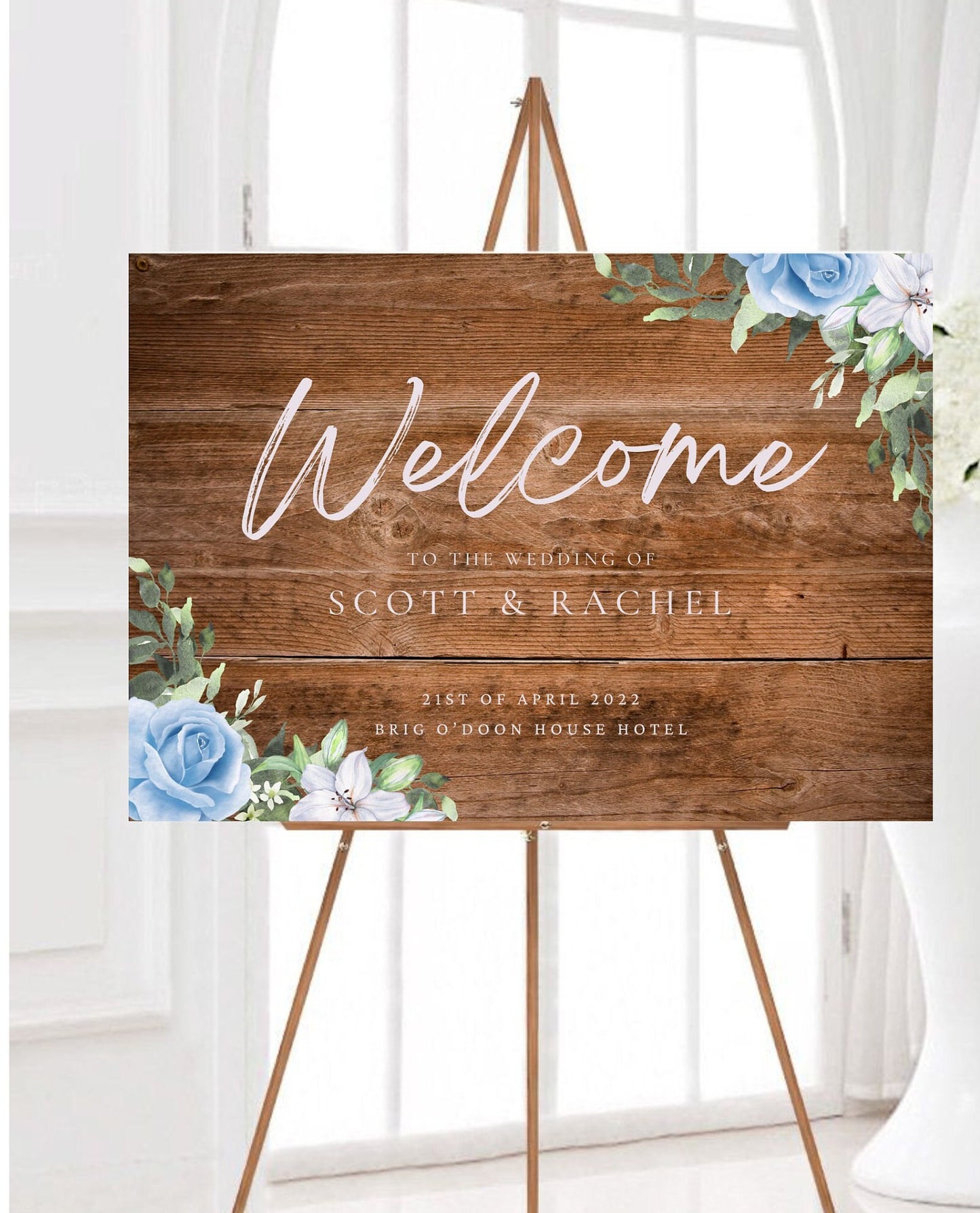 Wooden Effect Wedding Welcome Sign, Rustic Wedding Signage, Rustic Welcome Sign