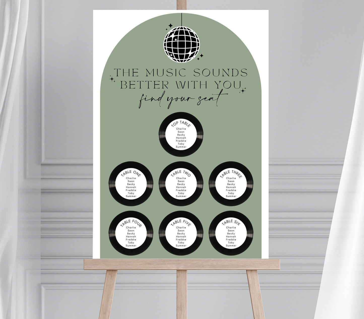 Music Album Wedding Table Plan, Vinyl Record Seating Plan, Music Theme Table Plan, Rock & Roll Wedding, Alternative Wedding, Jukebox Wedding