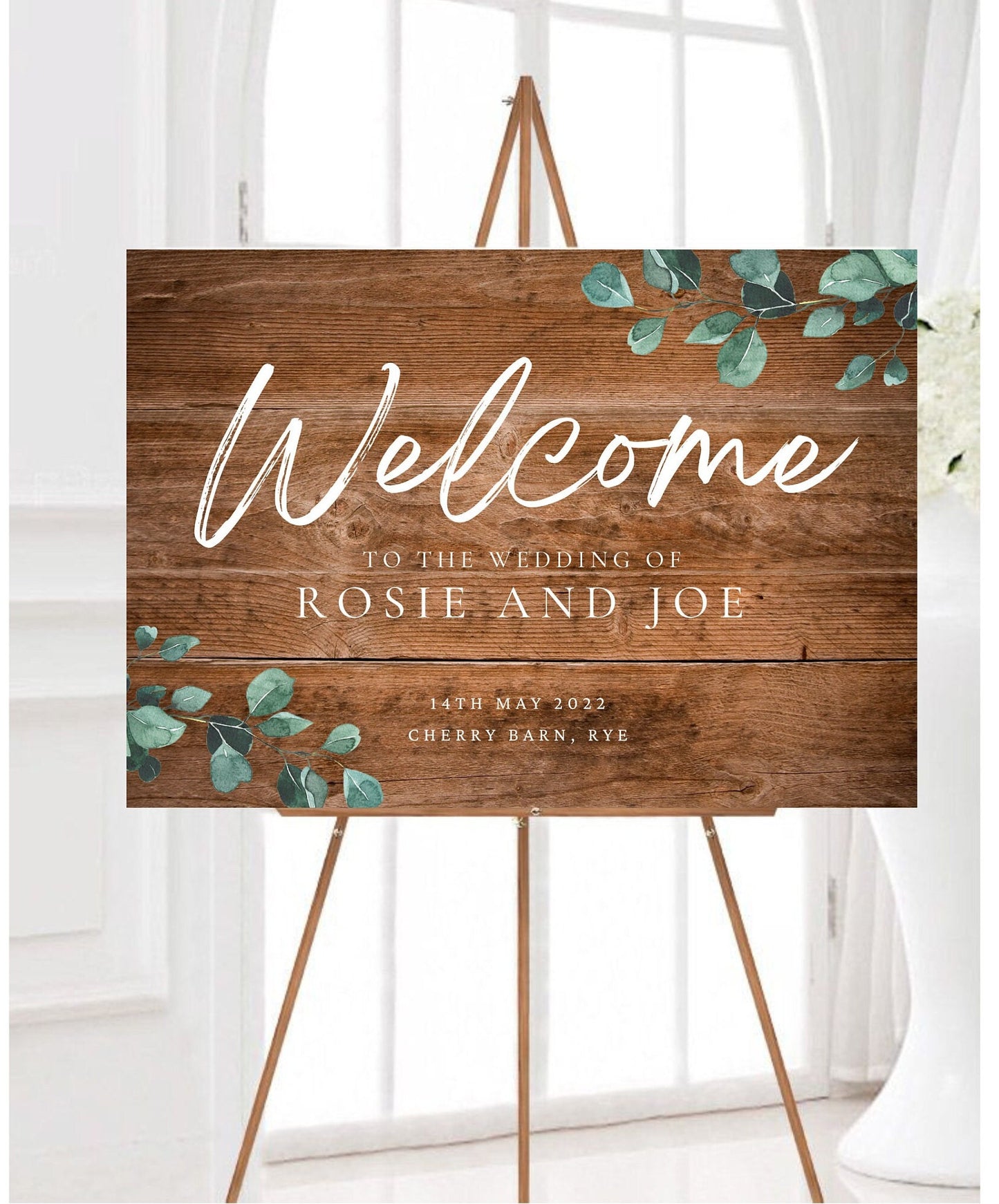 Wooden Effect Wedding Welcome Sign, Rustic Wedding Signage, Rustic Welcome Sign
