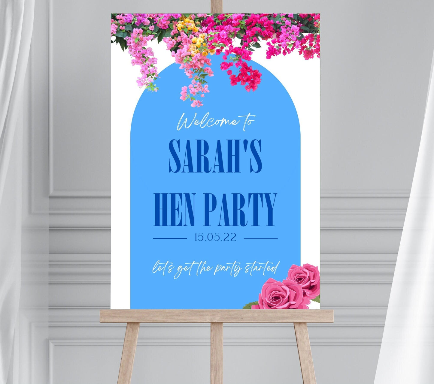 Mediterranean Bridal Shower Welcome Sign, Greek Themed Party Sign, Disco Hen Party Welcome Sign, Santorini Hen Party Sign, Greek Wedding