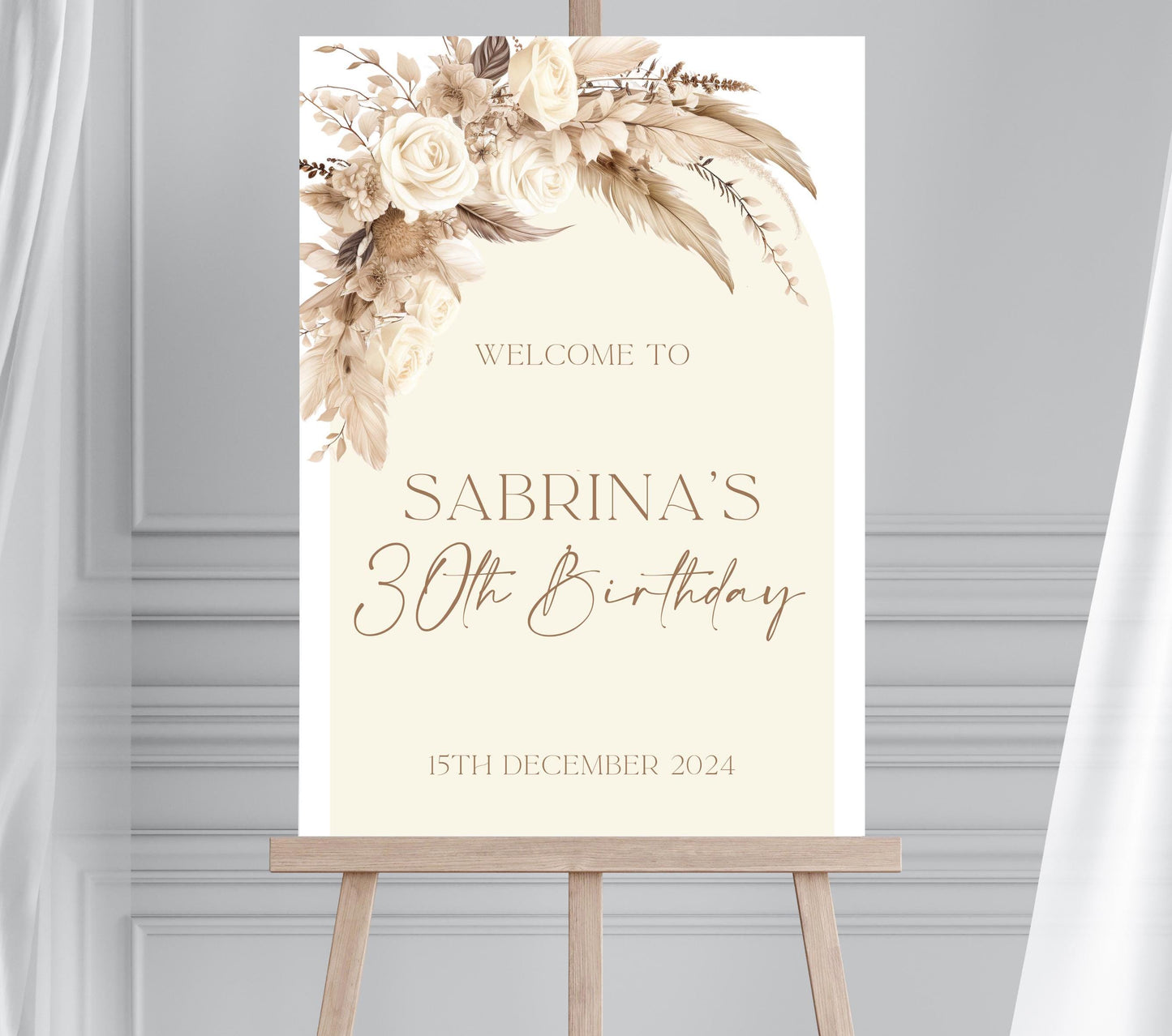Pampas Themed Bridal Shower Welcome Sign, Boho Chic Hen Party Welcome Sign, Pampas Themed Party, Pampas Baby Shower Printed Board