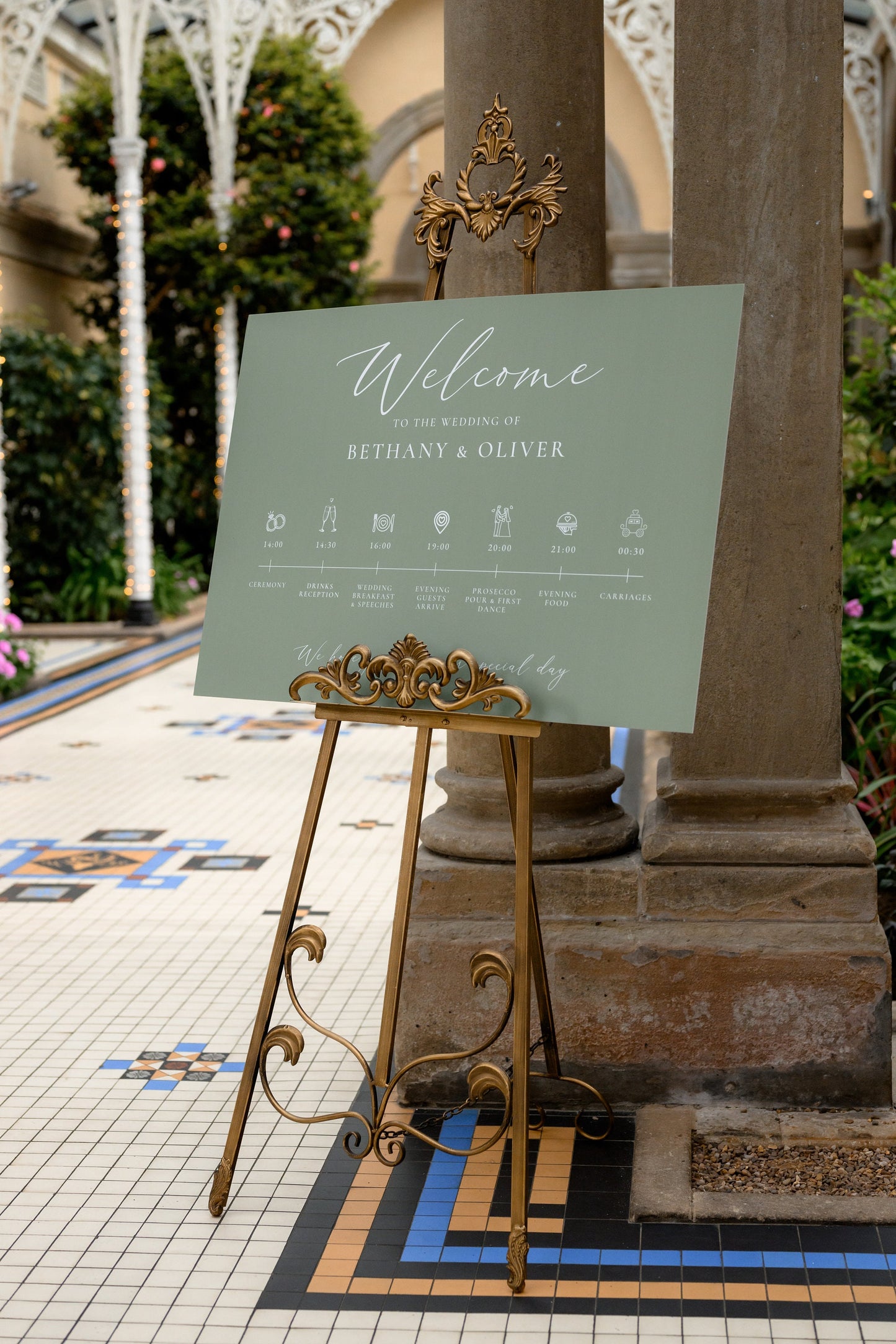 Minimalist Sage Order of the Day Welcome Sign, Sage Wedding Order of Events Welcome, Modern Wedding Timeline Sign