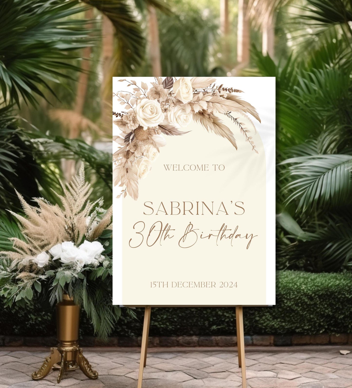 Pampas Themed Bridal Shower Welcome Sign, Boho Chic Hen Party Welcome Sign, Pampas Themed Party, Pampas Baby Shower Printed Board