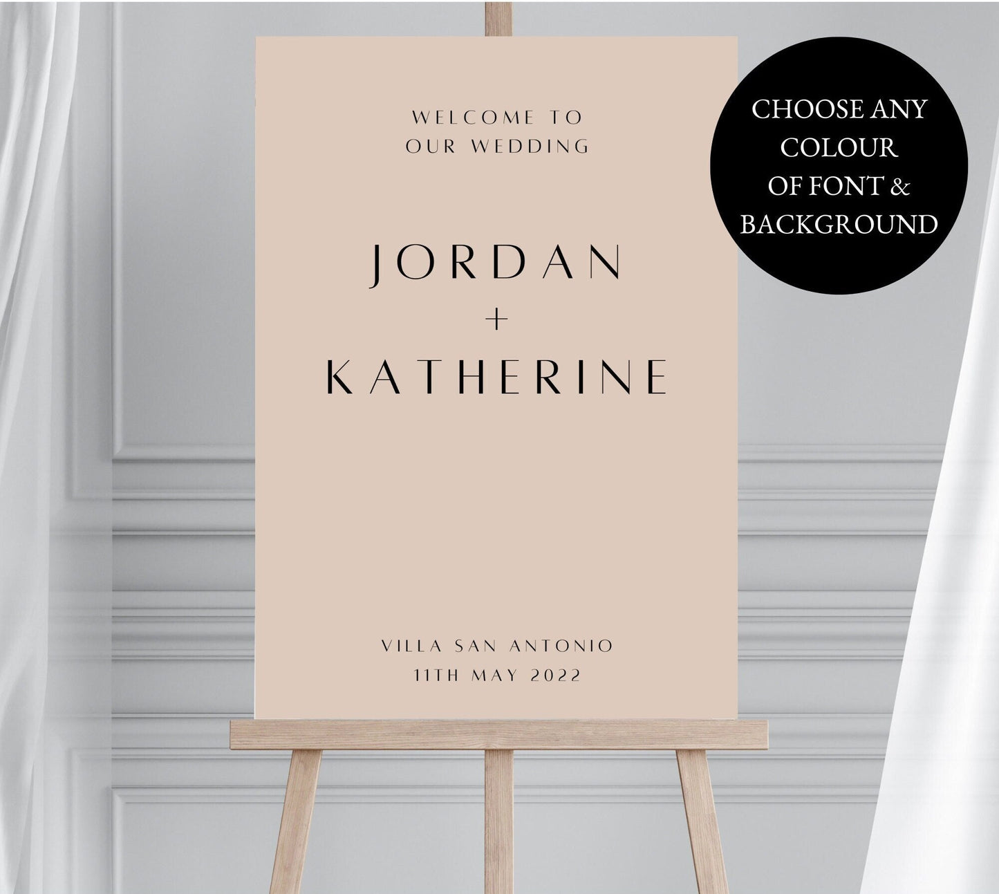 Nude Beige Wedding Welcome Sign, Modern Wedding Welcome Sign, Neutral Wedding Sign, Minimalist Welcome to Our Wedding Sign