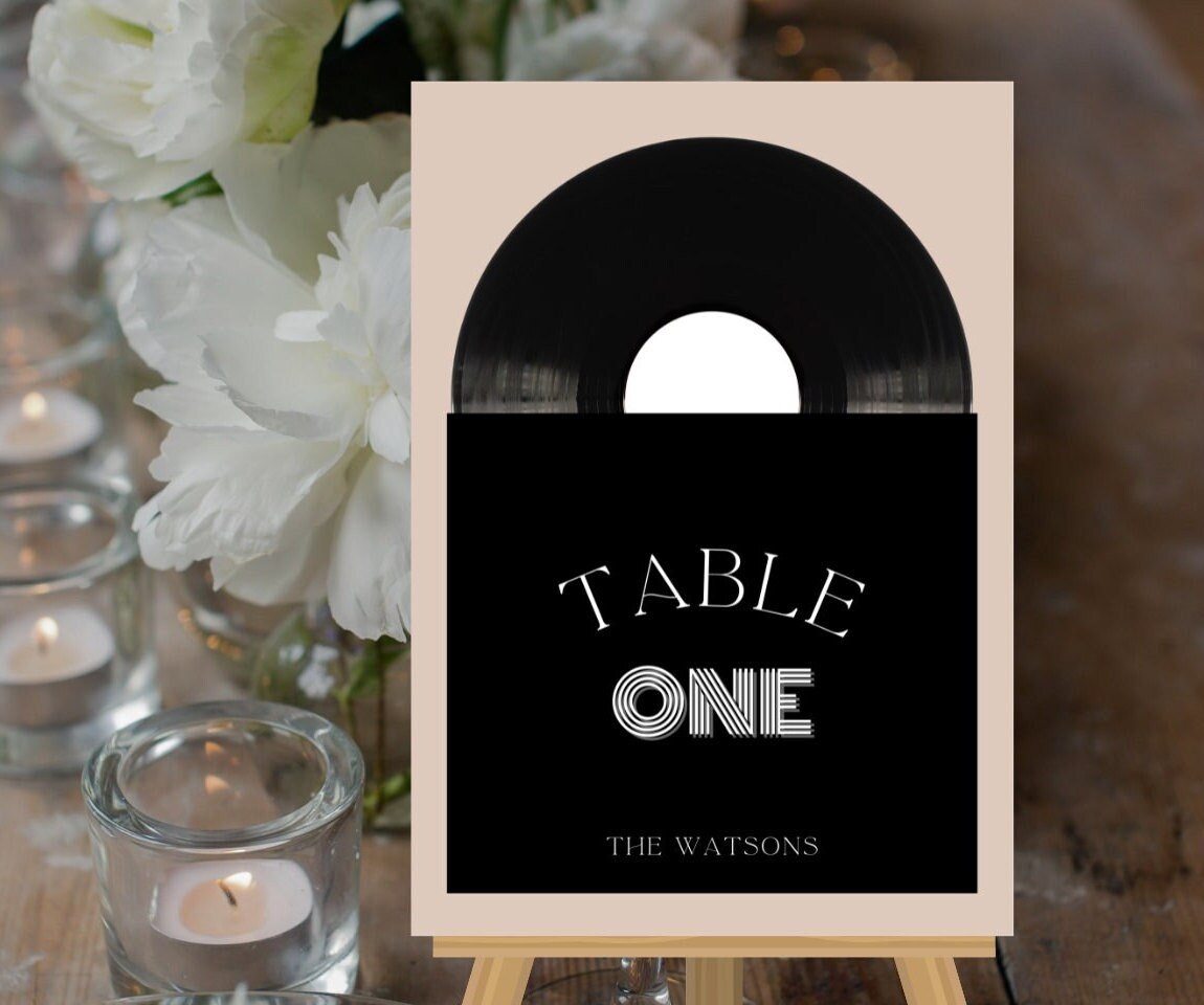 Music Record Wedding Table Numbers, Vinyl Record Wedding Table Numbers, Music Album Table Names, Disco Themed Wedding, Rock n Roll Wedding