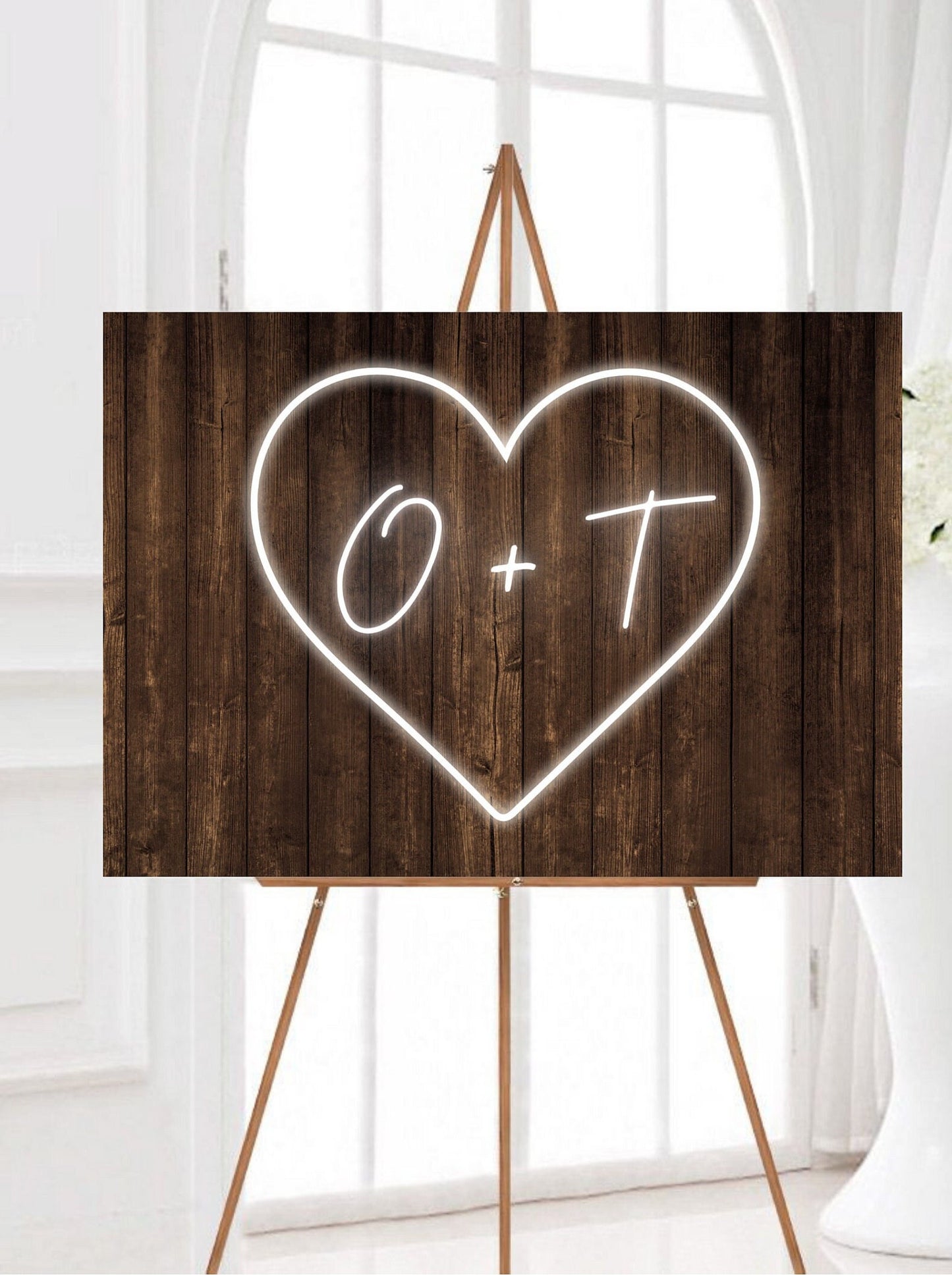 Wooden Neon Effect Wedding Sign, Rustic LED Neon Effect Wedding Sign, Custom Neon Sign, Party Wall Decor