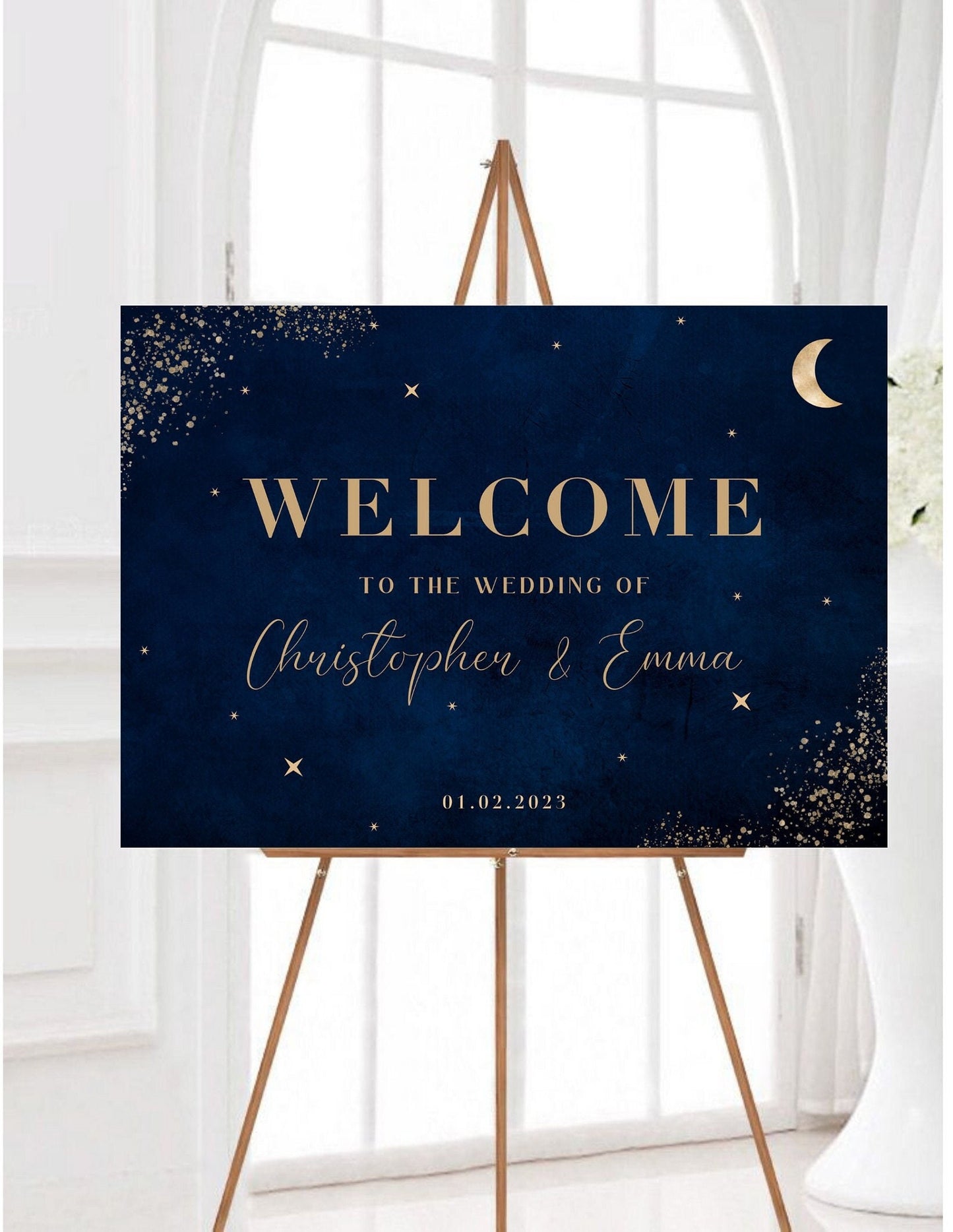 Celestial Wedding Welcome Sign, Starry Night Sky Wedding Wedding, Zodiac Wedding, Constellation Wedding Sign, Navy and Gold Wedding Sign