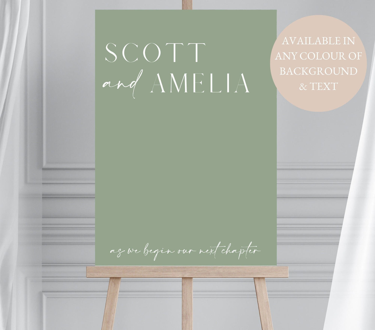 Minimalist Sage & White Wedding Welcome Sign, Modern Event Reception Signage, Olive Wedding Sign, Sage Wedding Decor