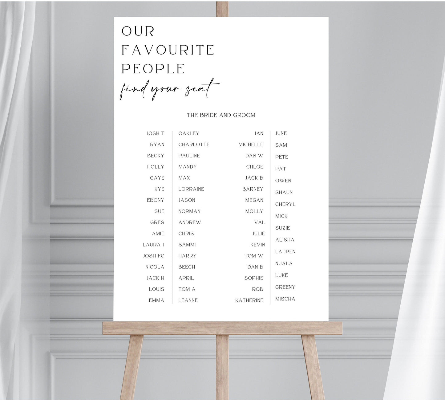 Minimalist Banquet Wedding Seating Plan, Long Seating Chart, Micro Wedding Table Plan, Banquet Table Plan