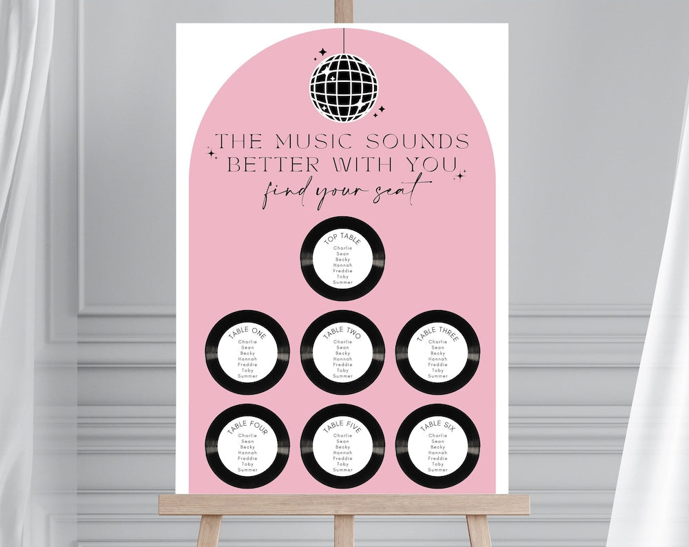 Music Album Wedding Table Plan, Vinyl Record Seating Plan, Music Theme Table Plan, Rock & Roll Wedding, Alternative Wedding, Jukebox Wedding