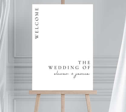 Minimalist Elegant Black & White Welcome Sign, Modern Wedding Sign, Monochrome Welcome Sign, Calligraphy Welcome Sign, Large Wedding Sign