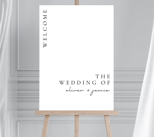 Minimalist Elegant Black & White Welcome Sign, Modern Wedding Sign, Monochrome Welcome Sign, Calligraphy Welcome Sign, Large Wedding Sign