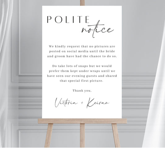 Unplugged Ceremony Wedding Sign, No Phones or Pictures Wedding Sign, Switched Off Wedding Sign, Polite Notice, No Social Media Wedding Sign
