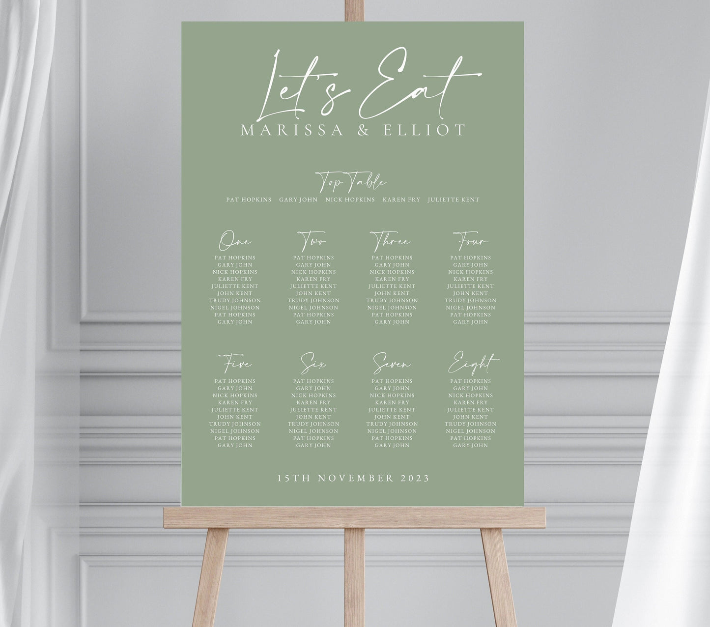 Personalised Sage Green Wedding Table Plan, Olive Wedding Decor Seating Chart, Sage Themed Wedding Sign