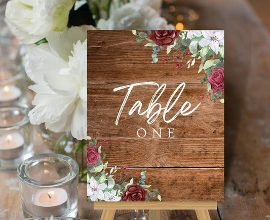 Wooden Effect Wedding Table Numbers, Rustic Wooden Table Name Sign, Wooden Wedding Sign