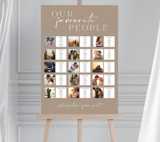 Modern Minimalist Wedding Seating Chart with Photos, Wedding Table Plan with Pictures, Large Seating Plan, Personalised Photo Wedding Sign