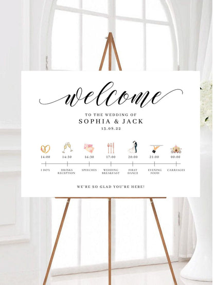 Minimalist Order of the Day Welcome Sign, Wedding Order of Events Welcome, Minimalist Wedding Timeline Sign, Large Wedding Programme