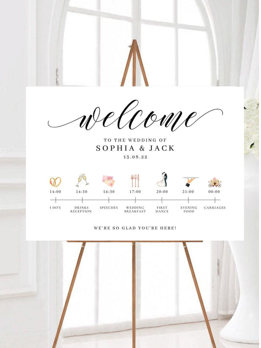 Minimalist Order of the Day Welcome Sign, Wedding Order of Events Welcome, Minimalist Wedding Timeline Sign, Large Wedding Programme