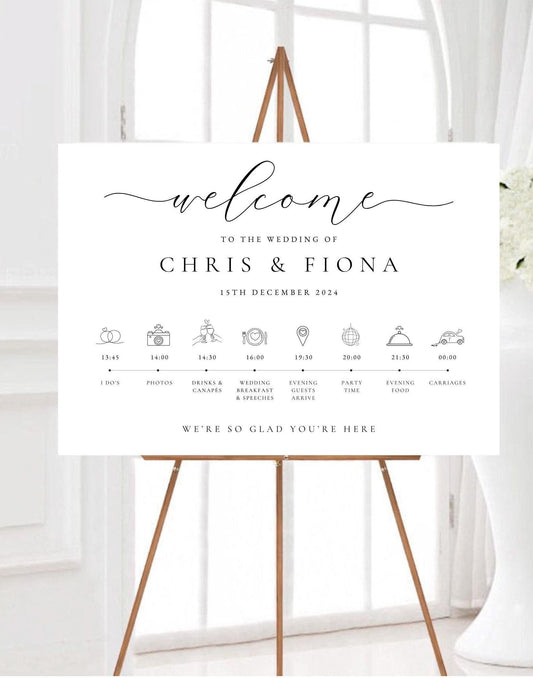 Minimalist Order of the Day Welcome Sign, Wedding Order of Events Welcome, Minimalist Wedding Timeline Sign, Large Wedding Program