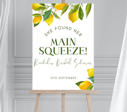 LEMON THEMED Bridal Shower Welcome Sign, Main Squeeze Hen Party Welcome Sign, Lemon Themed Hen Party Welcome