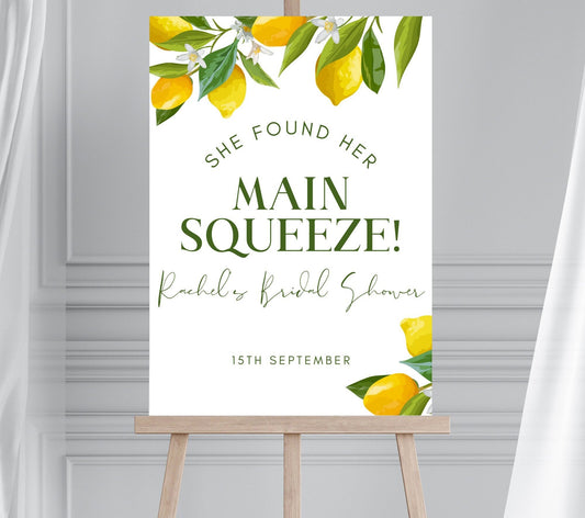 LEMON THEMED Bridal Shower Welcome Sign, Main Squeeze Hen Party Welcome Sign, Lemon Themed Hen Party Welcome